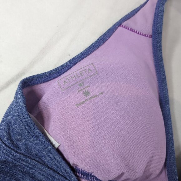 Athleta Purple Halter Tank Top Women's M Medium Built in Bra Heather Sleeveless - Picture 8 of 11